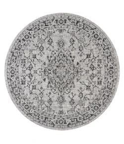 Jonathany Santa Monica SMB102D Gray/Black Area Rug 5 ft. 3 in. X 5 ft. 3 in. Round