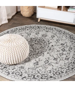 Jonathany Santa Monica SMB102D Gray/Black Area Rug 5 ft. 3 in. X 5 ft. 3 in. Round