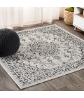 Rozetta Boho Medallion Textured Weave Gray/Black 5' Square Indoor/Outdoor Area Rug