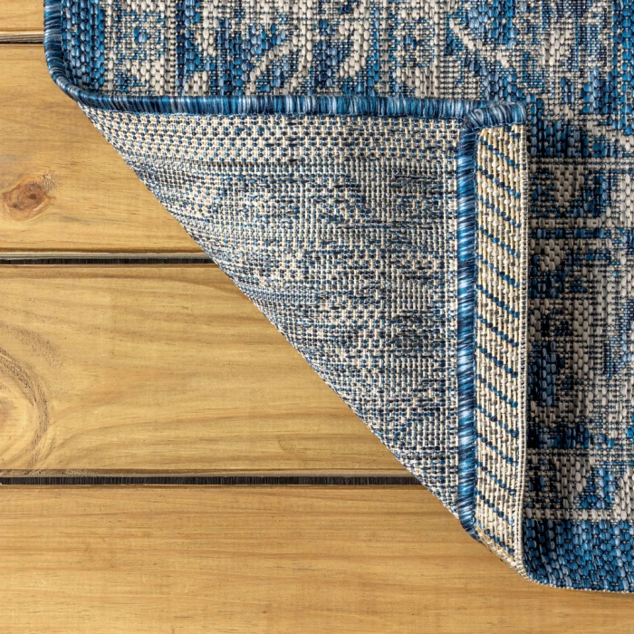 Palazzo Vine and Border Textured Weave Navy/Gray 4 ft. x 6 ft. Indoor/Outdoor Area Rug