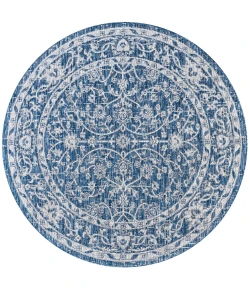 Jonathany Santa Monica SMB103A Navy/Gray Area Rug 5 ft. 3 in. X 5 ft. 3 in. Round