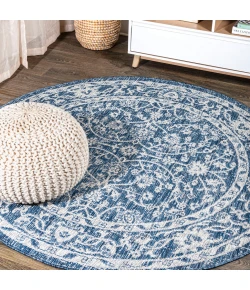 Jonathany Santa Monica SMB103A Navy/Gray Area Rug 5 ft. 3 in. X 5 ft. 3 in. Round