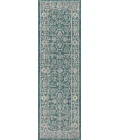 Palazzo Vine and Border Textured Weave Teal/Gray 2 ft. x 10 ft. Indoor/Outdoor Runner Rug