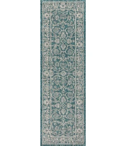 Jonathany Santa Monica SMB103B Teal/Gray Area Rug 2 ft. 2 in. X 10 ft. Runner
