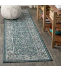 Palazzo Vine and Border Textured Weave Teal/Gray 2 ft. x 10 ft. Indoor/Outdoor Runner Rug