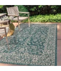 Palazzo Vine and Border Textured Weave Teal/Gray 8 ft. x 10 ft. Indoor/Outdoor Area Rug