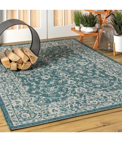 Jonathany Santa Monica SMB103B Teal/Gray Area Rug 7 ft. 9 in. X 10 ft. Rectangle