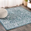 Jonathany Santa Monica SMB103B Teal/Gray Area Rug 5 ft. 3 in. X 5 ft. 3 in. Square