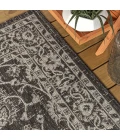 Palazzo Vine and Border Textured Weave Black/Gray 5' Square Indoor/Outdoor Area Rug