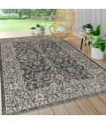 Palazzo Vine and Border Textured Weave Black/Gray 8 ft. x 10 ft. Indoor/Outdoor Area Rug