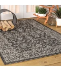 Palazzo Vine and Border Textured Weave Black/Gray 8 ft. x 10 ft. Indoor/Outdoor Area Rug