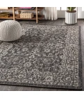 Palazzo Vine and Border Textured Weave Black/Gray 8 ft. x 10 ft. Indoor/Outdoor Area Rug