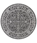 Palazzo Vine and Border Textured Weave Black/Gray 5' Round Indoor/Outdoor Area Rug