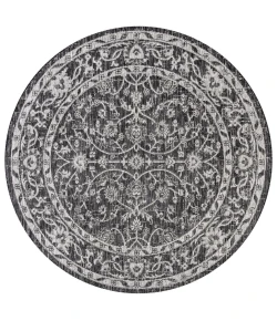 Jonathany Santa Monica SMB103C Black/Gray Area Rug 5 ft. 3 in. X 5 ft. 3 in. Round