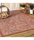 Malta Bohemian Medallion Textured Weave Red/Taupe 8 ft. x 10 ft. Indoor/Outdoor Area Rug