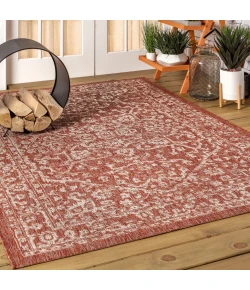 Jonathany Santa Monica SMB104A Red/Taupe Area Rug 7 ft. 9 in. X 10 ft. Rectangle