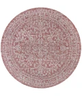 Malta Bohemian Medallion Textured Weave Red/Taupe 5' Round Indoor/Outdoor Area Rug