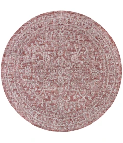Jonathany Santa Monica SMB104A Red/Taupe Area Rug 5 ft. 3 in. X 5 ft. 3 in. Round