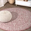 Jonathany Santa Monica SMB104A Red/Taupe Area Rug 5 ft. 3 in. X 5 ft. 3 in. Round