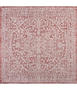 Jonathany Santa Monica SMB104A Red/Taupe Area Rug 5 ft. 3 in. X 5 ft. 3 in. Square