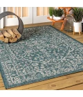 Malta Bohemian Medallion Textured Weave Teal/Gray 8 ft. x 10 ft. Indoor/Outdoor Area Rug