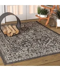 Malta Bohemian Medallion Textured Weave Black/Gray 8 ft. x 10 ft. Indoor/Outdoor Area Rug