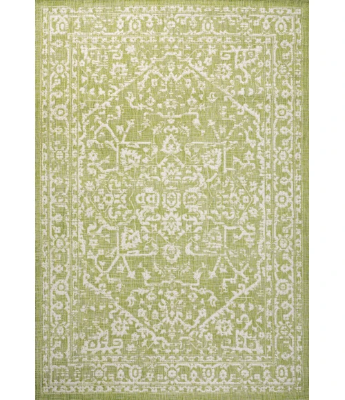 Malta Bohemian Medallion Textured Weave Green/Cream 9 ft. x 12 ft. Indoor/Outdoor Area Rug