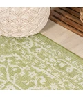 Malta Bohemian Medallion Textured Weave Green/Cream 2 ft. x 10 ft. Indoor/Outdoor Runner Rug