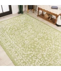 Malta Bohemian Medallion Textured Weave Green/Cream 9 ft. x 12 ft. Indoor/Outdoor Area Rug
