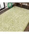 Malta Bohemian Medallion Textured Weave Green/Cream 9 ft. x 12 ft. Indoor/Outdoor Area Rug