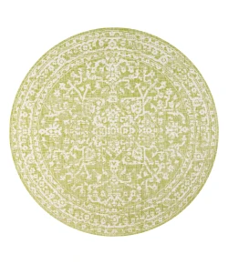 Jonathany Santa Monica SMB104D Green/Cream Area Rug 5 ft. 3 in. X 5 ft. 3 in. Round
