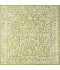 Malta Bohemian Medallion Textured Weave Green/Cream 5' Square Indoor/Outdoor Area Rug