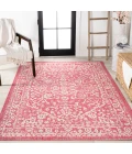 Malta Bohemian Medallion Textured Weave Fuchsia/Light Gray 8 ft. x 10 ft. Indoor/Outdoor Area Rug