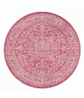 Malta Bohemian Medallion Textured Weave Fuchsia/Light Gray 5' Round Indoor/Outdoor Area Rug