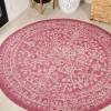 Jonathany Santa Monica SMB104E Fuchsia/Light Gray Area Rug 5 ft. 3 in. X 5 ft. 3 in. Round