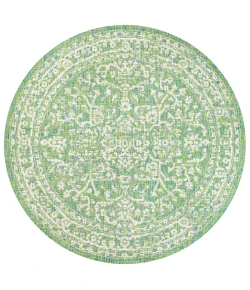 Jonathany Santa Monica SMB104F Cream/Green Area Rug 5 ft. 3 in. X 5 ft. 3 in. Round