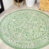 Jonathany Santa Monica SMB104F Cream/Green Area Rug 5 ft. 3 in. X 5 ft. 3 in. Round