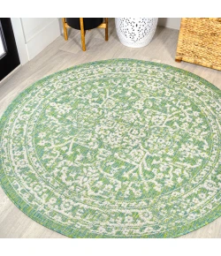 Jonathany Santa Monica SMB104F Cream/Green Area Rug 5 ft. 3 in. X 5 ft. 3 in. Round