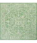 Malta Bohemian Medallion Textured Weave Cream/Green 5' Square Indoor/Outdoor Area Rug