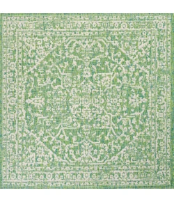 Jonathany Santa Monica SMB104F Cream/Green Area Rug 5 ft. 3 in. X 5 ft. 3 in. Square