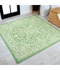 Malta Bohemian Medallion Textured Weave Cream/Green 5' Square Indoor/Outdoor Area Rug