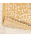 Malta Bohemian Medallion Textured Weave Yellow/Cream 2 ft. x 10 ft. Indoor/Outdoor Runner Rug
