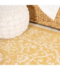 Malta Bohemian Medallion Textured Weave Yellow/Cream 2 ft. x 10 ft. Indoor/Outdoor Runner Rug
