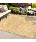 Malta Bohemian Medallion Textured Weave Yellow/Cream 8 ft. x 10 ft. Indoor/Outdoor Area Rug
