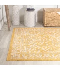 Malta Bohemian Medallion Textured Weave Yellow/Cream 8 ft. x 10 ft. Indoor/Outdoor Area Rug