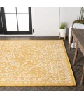 Malta Bohemian Medallion Textured Weave Yellow/Cream 8 ft. x 10 ft. Indoor/Outdoor Area Rug