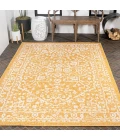 Malta Bohemian Medallion Textured Weave Yellow/Cream 8 ft. x 10 ft. Indoor/Outdoor Area Rug