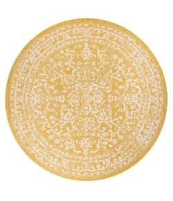 Jonathany Santa Monica SMB104G Yellow/Cream Area Rug 5 ft. 3 in. X 5 ft. 3 in. Round