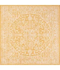 Malta Bohemian Medallion Textured Weave Yellow/Cream 5' Square Indoor/Outdoor Area Rug