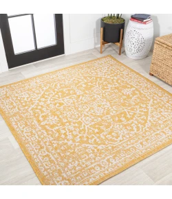 Jonathany Santa Monica SMB104G Yellow/Cream Area Rug 5 ft. 3 in. X 5 ft. 3 in. Square